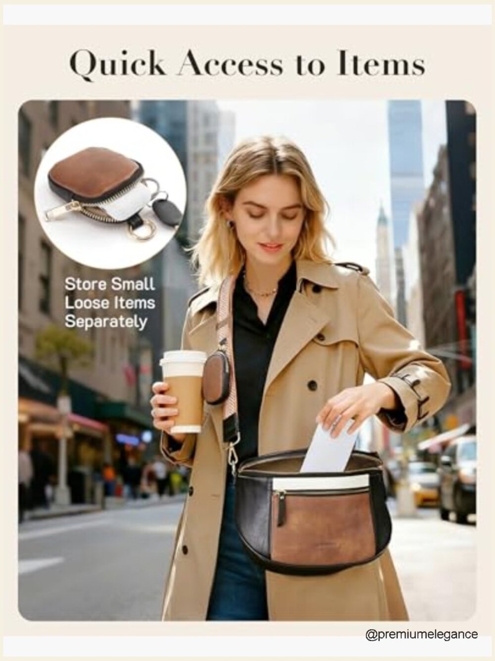 Vegan Leather Crossbody Bag with RFID Blocking, Padded Strap Medium Purse - Picture 6 of 7